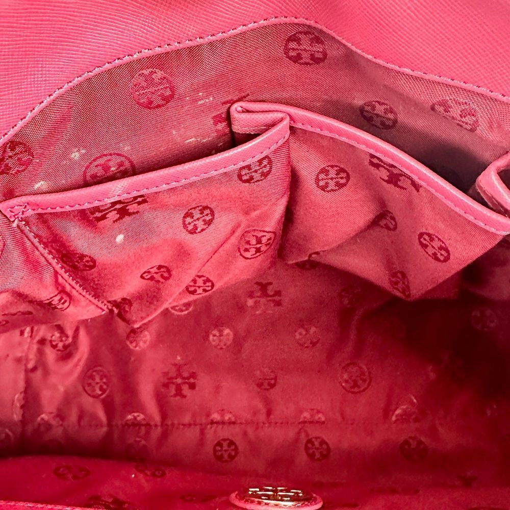 Tory Burch Robinson Leather Top Handle Handbag Purse Flap Pink - Picture 15 of 16